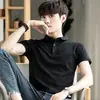Polo de Solapa de Verano Nueva Camiseta Camiseta Marca de Moda Todo Fósforo Top de Manga Corta Todo Fósforo Ropa de Moda Estilo Coreano para Hombre