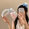 Orejas de Conejo Lindas Azules y Rosas Diadema con Lazo Rosa Headdress de Sirvienta Kc Lolita Diadema Lolita para Mujer