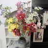 Flor artificial, haste única de orquídea roxa, para decoração de cena de casamento, arranjo de chão, arranjo floral, adereços florais decorativos, flores artificiais