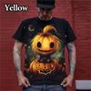 Ventas Directas de Fábrica Camiseta para Hombre con Patrón 3D de Calabaza Camiseta Estampada de Halloween Moderna y Divertida