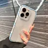 Borda Colorida Quadrada Adequada para Capa de Celular Iphone17 HD Transparente Furo Fino Apple 16Promax Capa Protetora