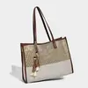 Bolso Tote de Paja Color-Block de Moda de Gran Capacidad para Mujer, Nuevo Bolso de Hombro Simple para Vacaciones en la Playa Verano 2026
