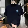 Camiseta Masculina de Manga Curta Masculina Simples Estampa de Letras Top Casual Roupas Modernas para Meninos