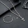 Collar de Cruz para Hombre con Diamantes, Pulsera de Cruz de Oro Blanco para Mujer, Plata Tailandesa Vintage, Estilo Europeo, Joyería de Moda y Versátil
