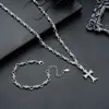 Cuervo Oro Blanco Diamante Cruz Acero de Titanio Collar Hombres Moda Tendencia Retro Gama Alta Personalizado Diseño Pulsera Mujeres
