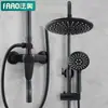 Conjunto de chuveiro preto com torneira de latão, conjunto de chuveiro residencial