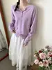 Cárdigan de punto liso de manga larga con cuello redondo estilo coreano para mujer, nuevo top para principios de otoño 2026, abrigo casual versátil para el trabajo