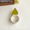 Lindo platito para salsa con mango de caricatura creativa, platito para condimentos de color bajo vidriado, plato para mojar de cerámica particularmente hermoso, platito
