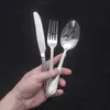 Cuchillo, Tenedor, Cuchara de Acero Inoxidable con Patrón de Puntos, Cuchillo para Bistec Simple de Restaurante, Tenedor, Cuchara para Sopa, Tenedor y Cuchara para Postre, Juego de Cubiertos Occidentales para Hotel