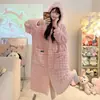 Pijama de Terciopelo Coral para Mujer, Bata de Noche con Capucha para Otoño e Invierno, Estilo Espeso y Dulce, Talla Grande 150kg Bata de Baño Ropa de Casa