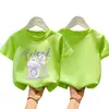 Camiseta de Algodón Puro de Manga Corta para Niñas Estilo Nuevo 2026, Top con Estampado y Cuello Redondo para Niños, Holgada, Cómoda y Amigable con la Piel, Manga Media