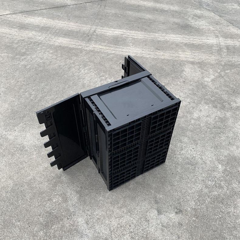 黑色带盖 塑料折叠箱周转箱 塑胶折叠收纳箱加厚仓储