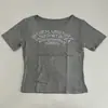 Camiseta Feminina de Verão Nova Chegada Manga Curta Estilo Preguiçoso com Estampa de Letras em Modal, Caimento Solto, Gola Redonda, Camada Base