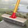 Cepillo de alambre con mango largo, cepillo de piso de cerdas duras para pisos de cemento, cepillo para limpiar paredes exteriores, cepillo quitamanchas de musgo para jardín y limpieza de pisos