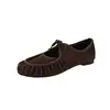 Sapatos Mary Jane de Amarrar em Pele de Ovelha para Mulheres, Sapatos Baixos, Novos Sapatos Baixos de Bico Redondo em Couro Genuíno para Primavera e Verão, Sapatos Individuais Confortáveis de Boca Rasa