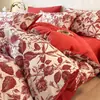Estilo Fair Isle Algodón Puro Cepillado Juego de Cuatro Piezas para Cama Otoño e Invierno 2025 Nuevo Estilo Algodón Puro Grosor Extra Funda Nórdica Sábanas y Ropa de Cama