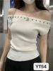 Hermoso Top de Punto Francés de Una Sola Manga Corta para Mujer, Diseño de Verano, Ceñido a la Cintura, Adelgazante, Elegante Blusa Fábrica