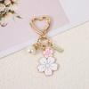 Criativo Duas Cores Flor Pérola Chaveiro Coreano Retro Bonito Pérola Chaveiro Bolsa Pingente Fone de Ouvido Pingente