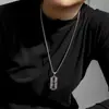 Collar Hip-Hop de Acero de Titanio Europeo y Americano para Hombre Marca de Moda Personalidad Callejera Marca Militar Colgante de Celebridad de Internet Cadena Larga para Suéter Joyería de Aleación
