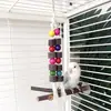Juego de Juguetes de Madera para Loro con Doble Escalera, Columpio, Percha para Trepar, Cuentas de Madera Arcoíris y Cuerda para Masticar