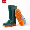 Botas de lluvia para mujer, de caña media, de PVC azul, de goma, antideslizantes, para cocina, para adultos, para exteriores, zapatos impermeables, venta al por mayor