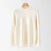 Suéter Masculino de Cashmere 100% Puro Lã Cardada Gola Alta Meia Novo Casual Tricô Pulôver Suéter Quente