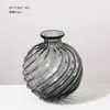 Vaso de Vidro Cinza Irregular Espiral Torcido de Alto Padrão para Mesa de Sala de Estar Arranjo de Flores Arte Decorativa Vaso Hidropônico