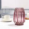 Florero de vidrio geométrico de borde vertical estilo europeo para escritorio, florero de cristal transparente colorido creativo