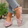 Sandalias planas 2026, punta poco profunda, punta fina, encaje floral, combinadas con faldas, moda de verano transfronteriza para mujer, malla, zapatos nuevos de una sola pieza