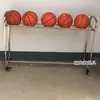 Aro de Baloncesto de Acero Inoxidable, Cesta de Almacenamiento de Pelotas Gruesa para Jardín de Infantes, Carrito Móvil para Niños, Carrito Plegable para Pelotas para Adultos, Estante para Pelotas