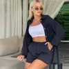 Conjunto de Duas Peças Feminino Casual Solto com Shorts e Manga Longa para Mulheres Amazon - Europeu e Americano - Primavera 2025