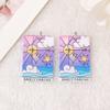 Venta caliente transfronteriza: pendientes, collar, llavero y bolso de acrílico de doble cara con doce constelaciones de tarot.