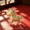 Chaveiro de ouro 999 puro "Fique Rico Logo", pingente de cavalo do zodíaco com fio vermelho, presente promocional feito sob medida para eventos corporativos
