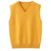 Colete de Lã Pura Infantil com Gola V sem Mangas para Meninos e Meninas, Colete Suéter de Cashmere para Crianças Mais Velhas