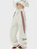 Pantalones Deportivos Rayados Americanos para Hombre 2025 Primavera y Otoño Nuevos High Street Holgados Caída Rectos Pierna Ancha Casual Largos