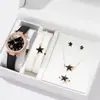 Pulseira Estilo Europeu e Americano Padrão Turquesa Negra Personalizada Corrente Feita à Mão Quadrado Preto Tendência Elegante Conjunto de Acessórios para Relógio de 4 Peças