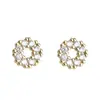Aretes Redondos Micro-Pavé con Zirconia Cortada, Pasadores de Plata, Aretes Sencillos, Compactos y Versátiles, Aretes de Moda Coreana, Gama Alta