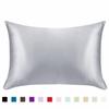 Funda de almohada individual de seda artificial de color sólido satinado Funda de almohada de seda de hielo cremallera paquete individual