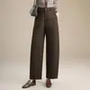 Pantalones de pierna ancha curvados de cintura alta para mujer, nuevo estilo de otoño, holgados, adelgazantes, con caída, modernos, pantalones casuales con un ambiente relajado