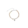 Pulseira de Pérolas de Água Doce Pequenas Alienígenas Barrocas com Pingente de Coração para Mulheres Pulseira Costurada Peça Plana Pulseira de Pérolas Irregulares