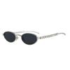 Lentes Ovalados de Montura Pequeña Lentes con Incrustaciones de Diamantes de Perlas Montura de Lentes para Afinar el Rostro Pequeño Lentes Planos Sentido Avanzado Montura de Lentes Sencilla
