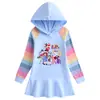 Vestido Infantil Ruffled Desenho Animado Arco-Íris Meninas, Moletom com Capuz de Manga Longa, Vestido Princesa - Novo Estilo Primavera e Outono 2026