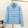 2026 Invierno Nuevo Abrigo de Algodón con Cuello Alto Chaqueta de Algodón Versátil Simple y Elegante Corte Delgado Abrigo Patchwork