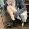 Nuevas Botas Chelsea Elásticas de Cuero de Caballo Lavado con Pliegues y Suela Gruesa para Otoño e Invierno para Mujer