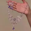 Collar de Cadena para Clavícula Estilo Palacio Retro con Flor Hueca de Pedrería, Borla de Gota de Agua, Conjunto de Accesorios de Moda de Lujo Nicho