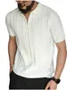 Camisa Polo Listrada de Manga Curta Estilo Old Money para Homens, Camisa Fina de Tricô de Seda de Gelo para o Verão com Gola Reversível, Top de Corte Ajustado