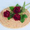 Rosa Simulado de Única Camada com Toque de Flanela Rosa Decoração de Casa Casamento Dia dos Namorados Flor Simulada Flor Artificial de Mão