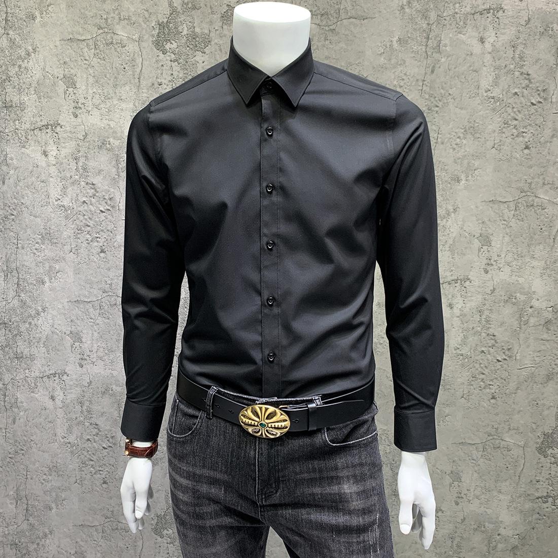 NS101纯色长袖衬衫 黑色 (5).JPG