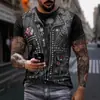 Nova camiseta unissex de gola redonda com estampa 3D 2025, top casual respirável de manga curta