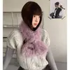 Cachecol Roxo de Pelúcia Estilo Coreano para Mulheres, Novo Modelo de Inverno, Engrossado para Aquecimento, Proteção para o Pescoço, Design Cruzado no Pescoço, Fashion